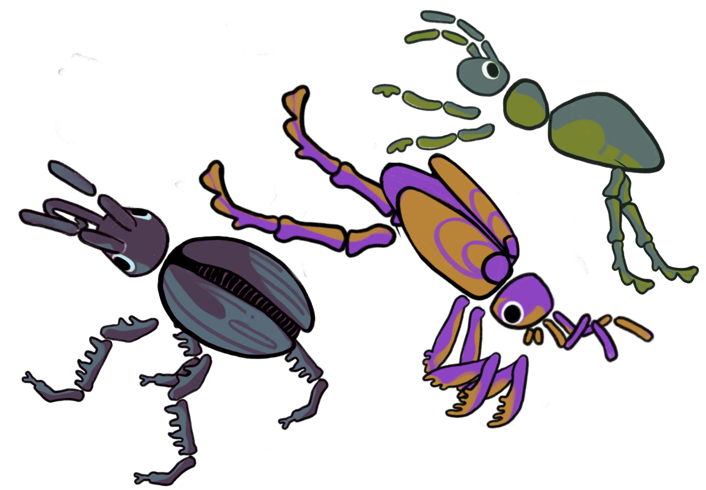 BugBox concept art, alternate bug color and pattern designs