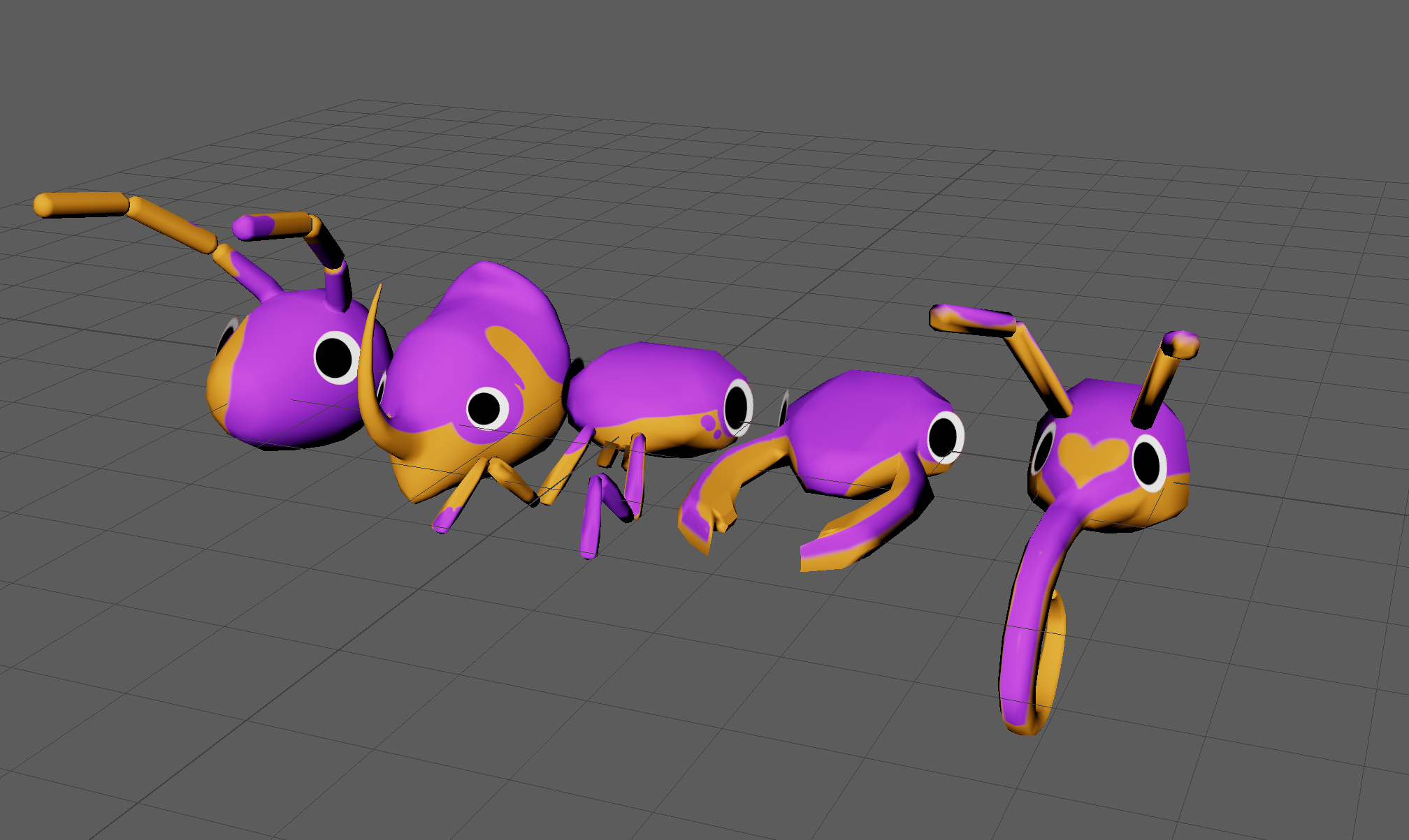 Set of low-poly bug models used in BugBox